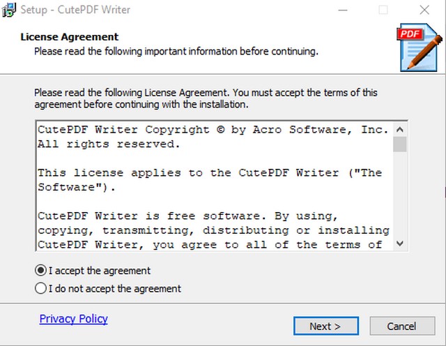 Hướng dẫn cài đặt phần mềm CutePDF Writer mới nhất