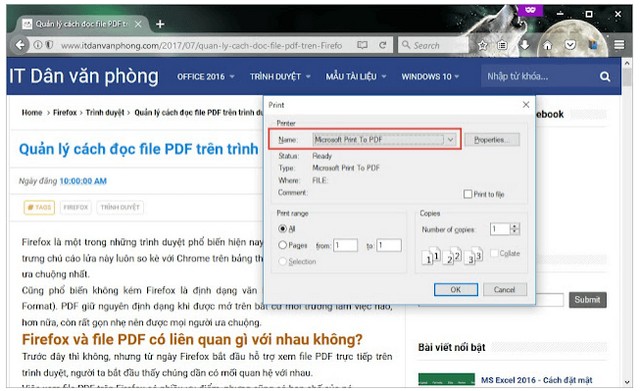 Tải phần mềm Microsoft Print to PDF – In dữ liệu ra thành file PDF