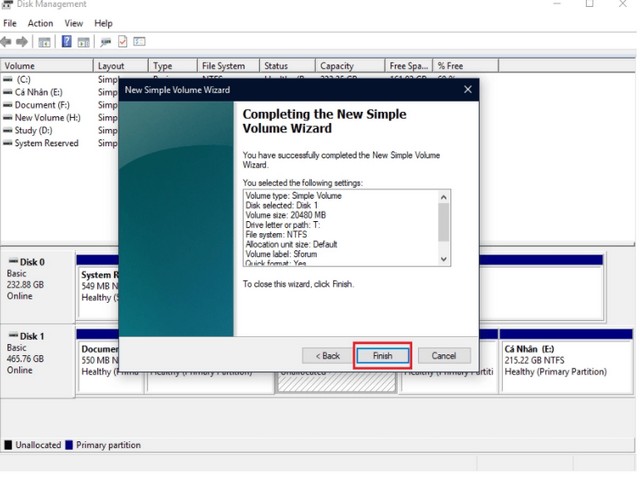 Hướng dẫn cách sử dụng Disk Management hoàn tất