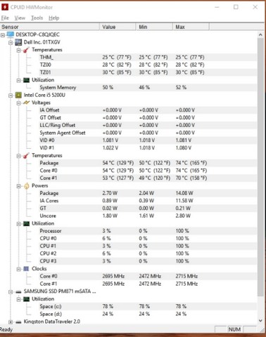 Hướng dẫn cách sử dụng HWMonitor Cpuid để đo nhiệt độ CPU, GPU trên PC