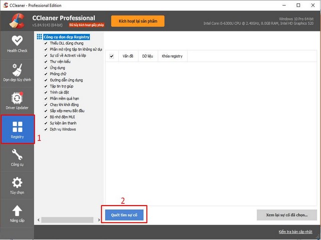 Hướng dẫn dọn dẹp Registry trên phần mềm CCleaner