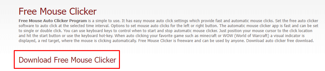 Hướng dẫn tải và cài đặt phần mềm Free Mouse Clicker