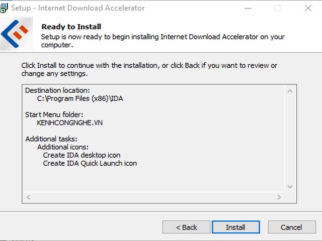 Hướng dẫn tải và cài đặt phần mềm Internet Download Accelerator hoàn tất