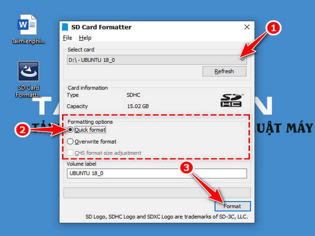 Hướng dẫn thao tác sử dụng phần mềm SD Formatter