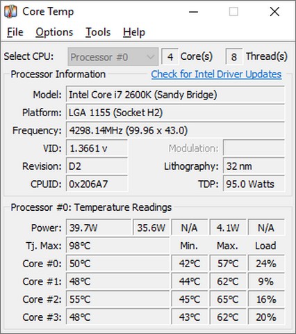 Tải phần mềm Core Temp – Tiện ích đo nhiệt độ CPU miễn phí