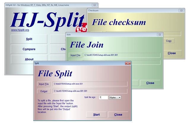 Tải phần mềm HJSplit – Cắt & Ghép file dung lượng lớn