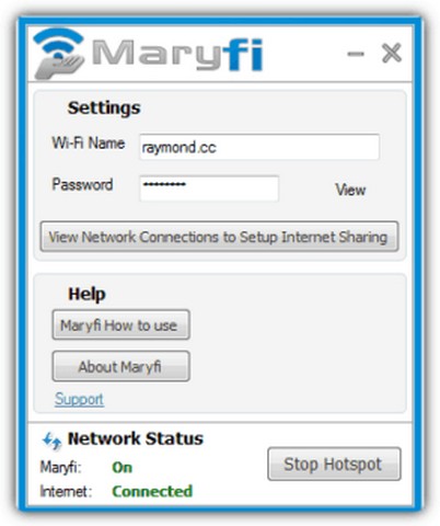 Tải phần mềm Maryfi – Hô biến máy tính thành trạm phát Wifi miễn phí