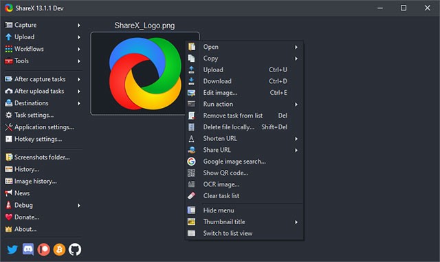 Tải phần mềm ShareX – Chụp màn hình máy tính nhiều chế độ