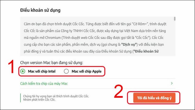 Hướng dẫn tải và cài đặt phần mềm Cốc Cốc đối với MacOS miễn phí