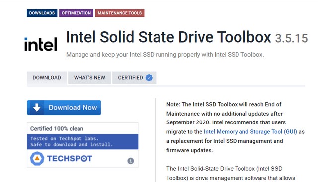 Hướng dẫn tải và cài đặt phần mềm Intel Solid State Drive Toolbox
