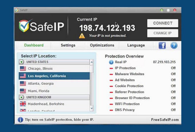 Tải phần mềm đổi ip SafeIP – Bảo vệ IP khi lướt Web