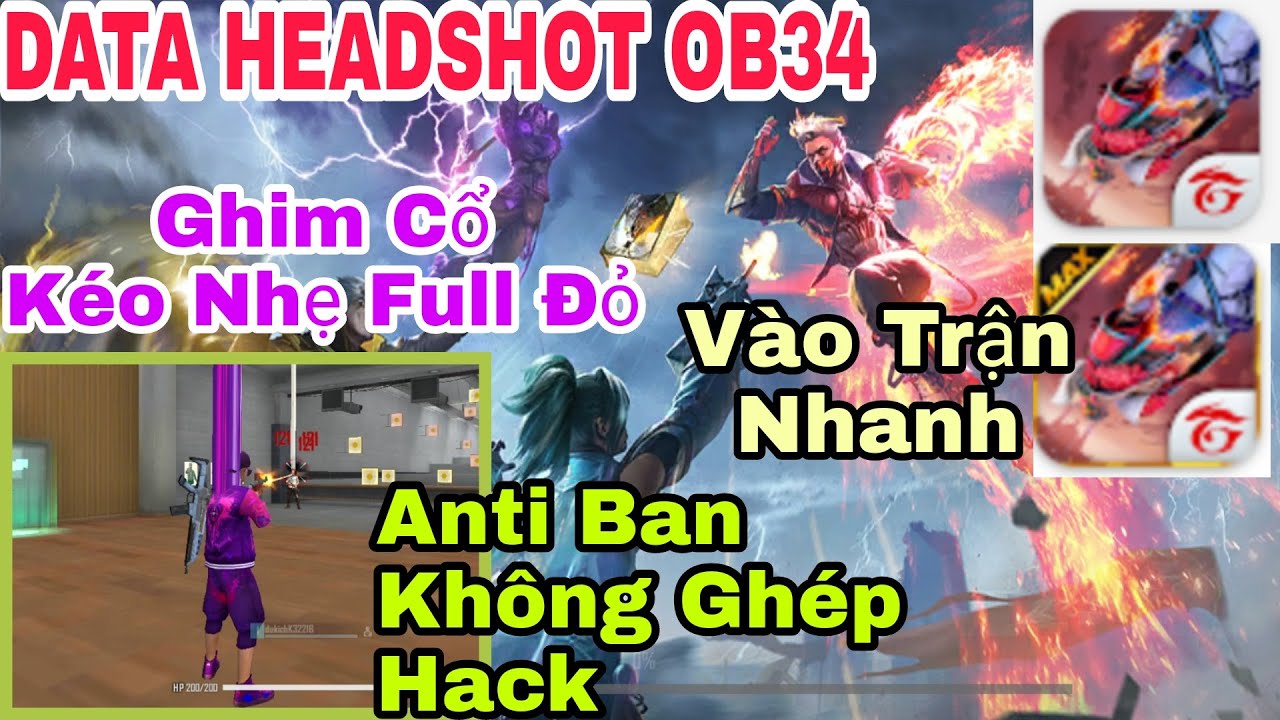 #1 Data Headshot Free Fire OB34 GHIM CỔ Kéo Nhẹ Full Đỏ, Không Ghép Hack, Không Khoá Acc – Regedit Full Mới Nhất