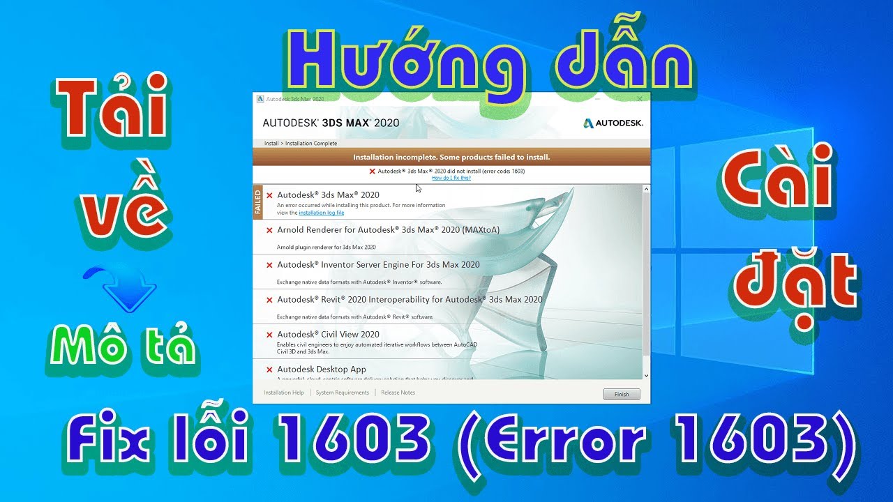 #1 Fix Lỗi 1603 (Error1603), Hướng dẫn Fix lỗi phần mềm khi cài Autodesk Mới Nhất