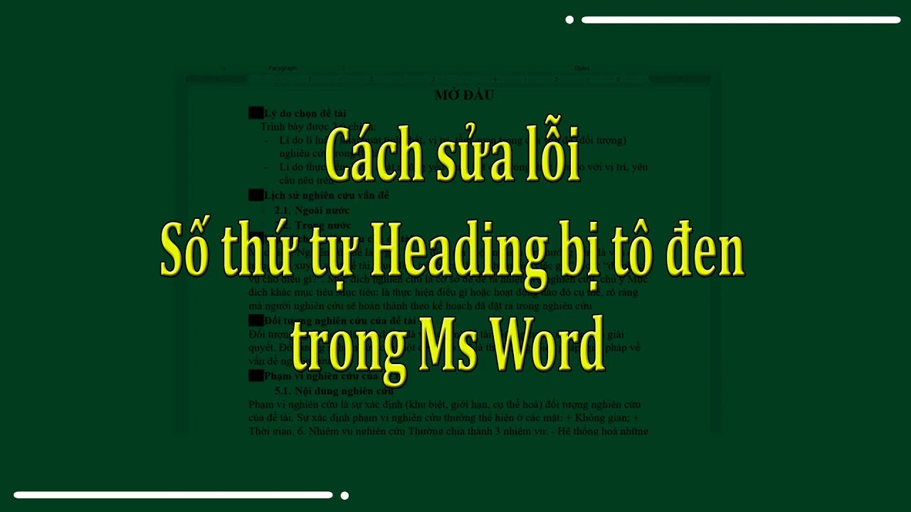 #1 Cách sửa lỗi số thứ tự Heading  bị tô đen trong Word. Mới Nhất