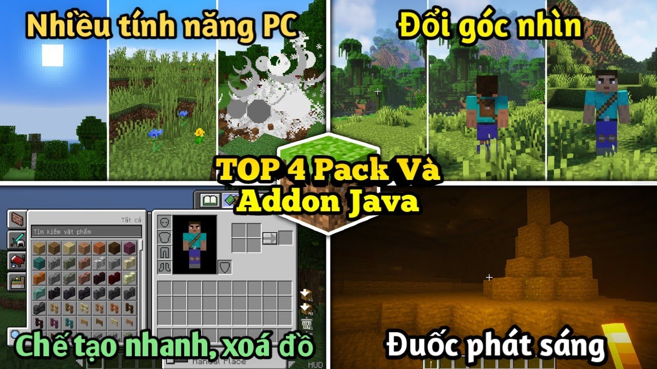 #1 🌠TOP 4 Resource Pack và Addon thêm các tính năng thú vị và làm Minecraft PE giống Minecraft PC hơn🌠 Mới Nhất