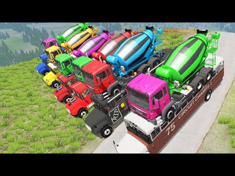 #1 Cars vs Deep water Tractor trucks.PlaygroundTV Lái xe mô phổng .Xe trộn bê tông ,game L5  #57 Mới Nhất