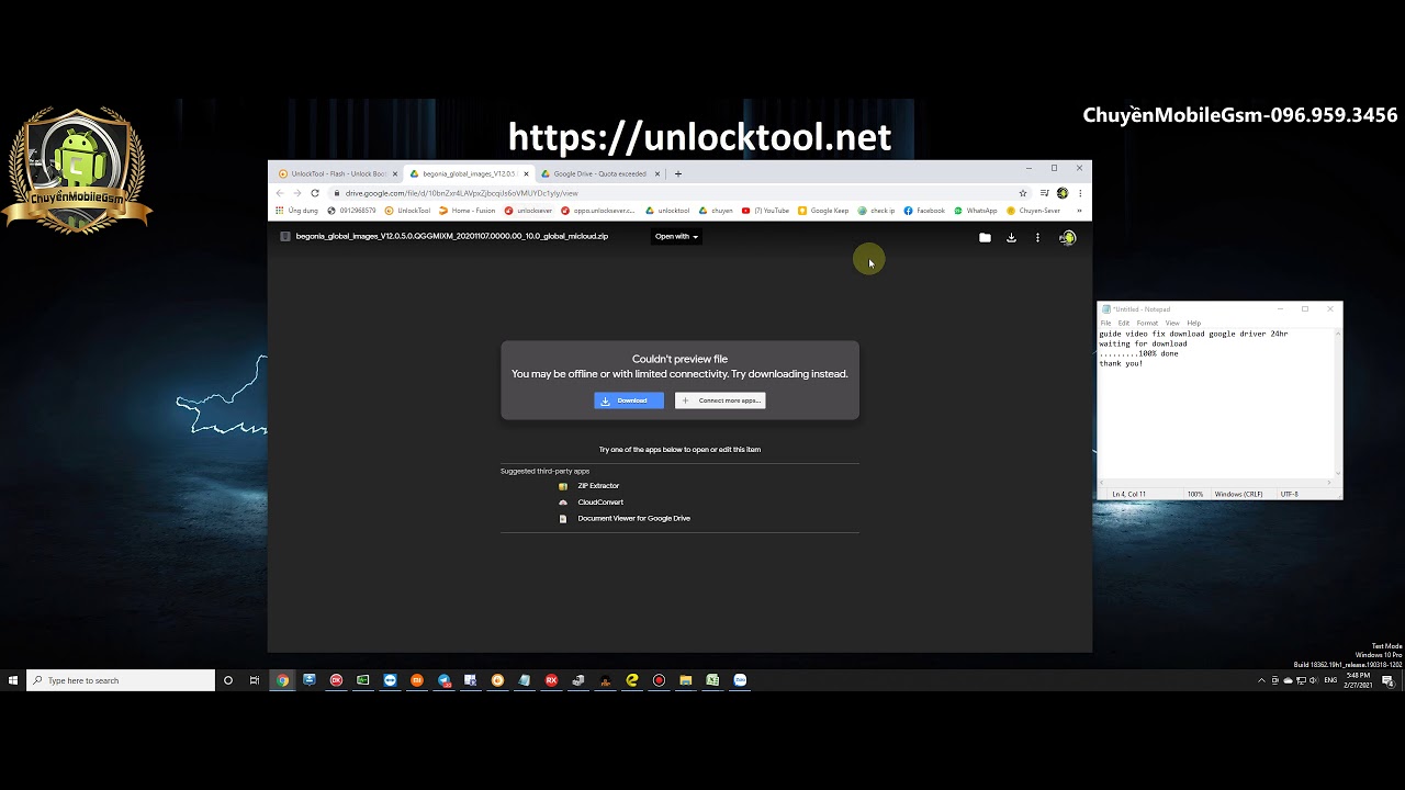 #1 [New 2021]Guide Video Download Google Driver .it may take up to 24 hours Fix Done by Team UnlockTool Mới Nhất