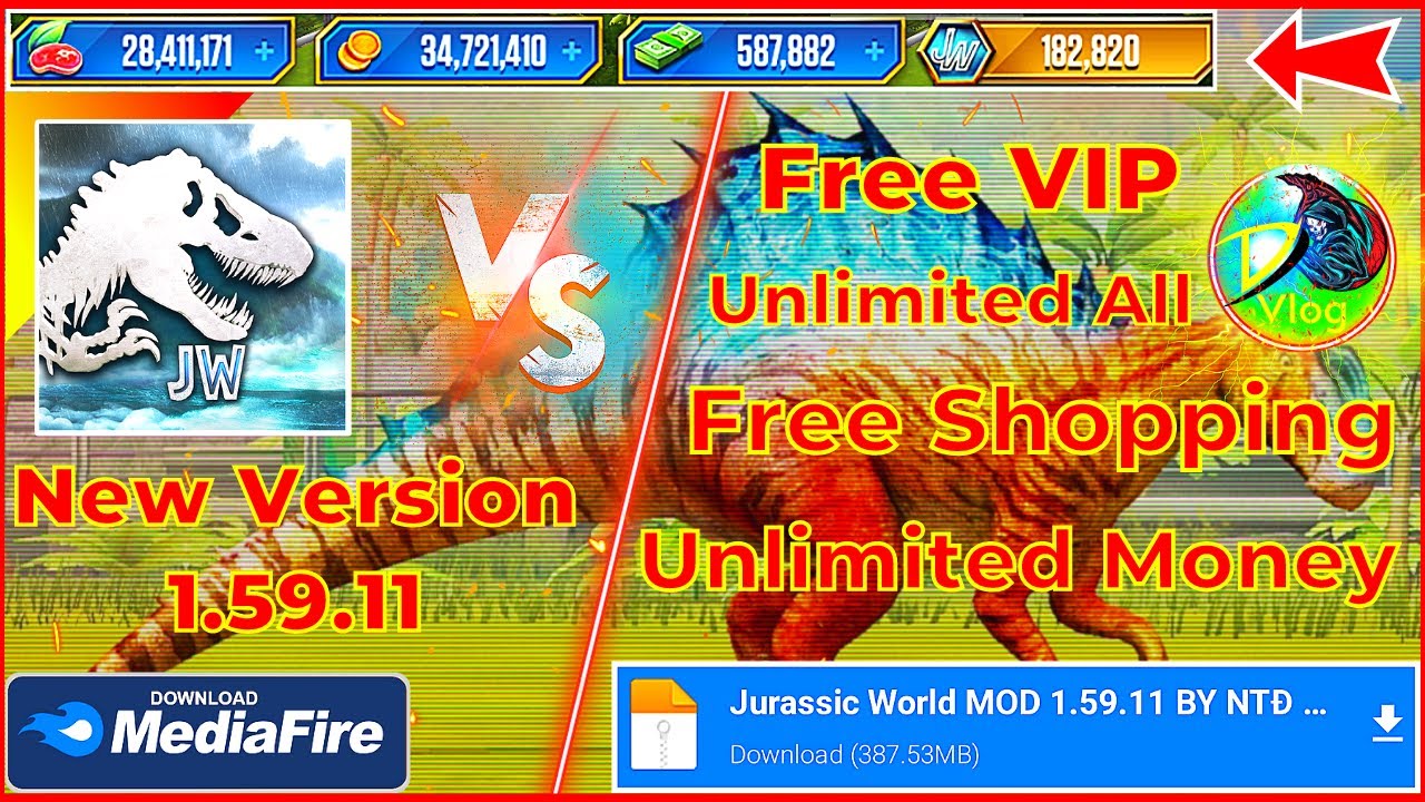 #1 Jurassic World The Game MOD APK 1.59.11 | Unlimited All, Free Shopping, Full VIP | NTĐ VLOG Mới Nhất