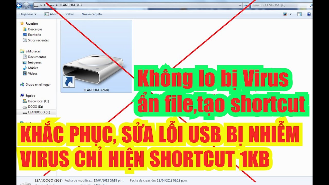 #1 VIRUS  l KHẮC PHỤC, SỬA LỖI USB BỊ NHIỄM VIRUS CHỈ HIỆN SHORTCUT 1KB Mới Nhất