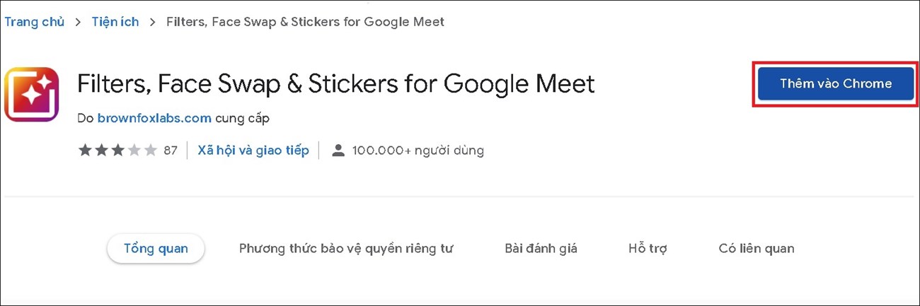 Cài đặt bộ lọc và hình dán cho Google Meet