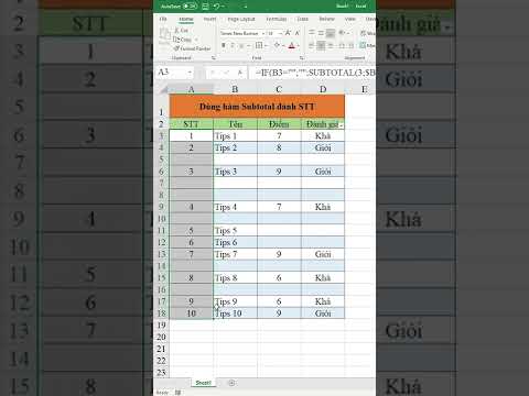 #1 Cách dùng hàm Subtotal để đánh STT tự động trong Excel.  _learning tips Mới Nhất