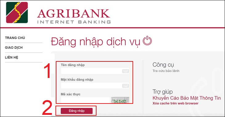 Đăng nhập Tên người dùng, Mật khẩu đăng nhập, Mã xác thực và chọn Đăng nhập.