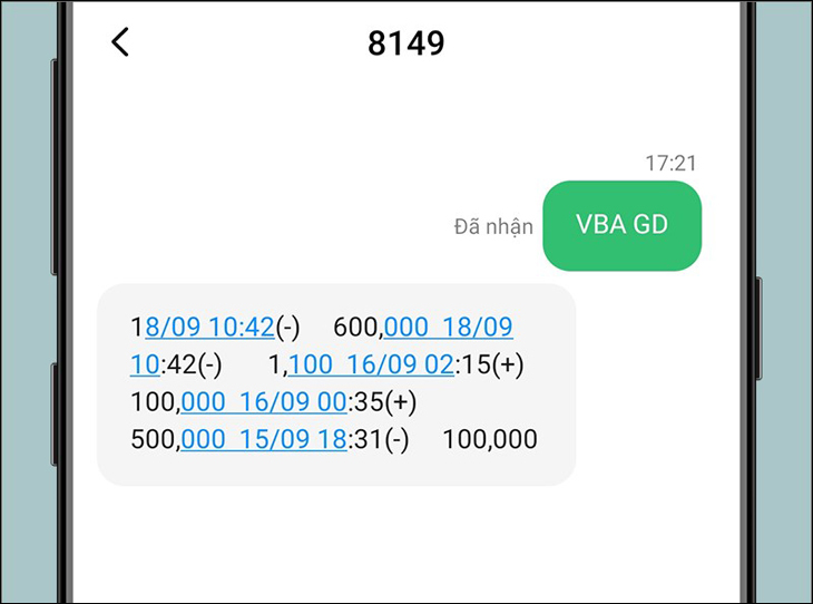 Sao kê tài khoản qua SMS banking