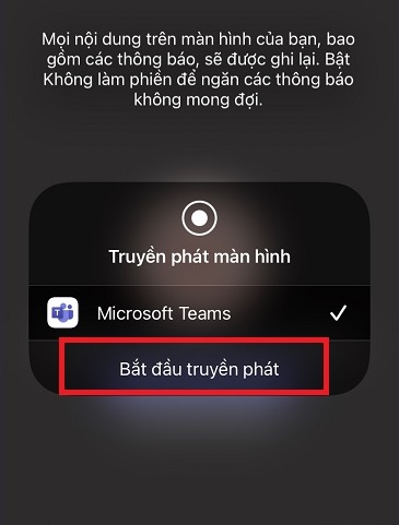 Chọn Bắt đầu phát trực tuyến