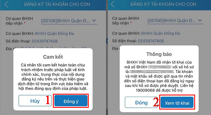 Bước 6: Sau khi thực hiện xong Bước 5, VssID sẽ gửi bản cam kết cho bạn, nhấn vào ô Đồng ý