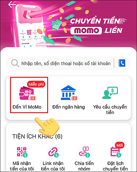 Vui lòng nhấp vào Chuyển đến Ví MoMo