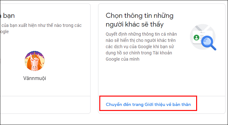 Chọn trang hồ sơ của bạn