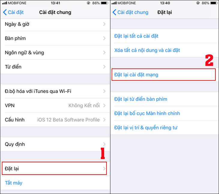 Đặt lại cài đặt mạng iPhone