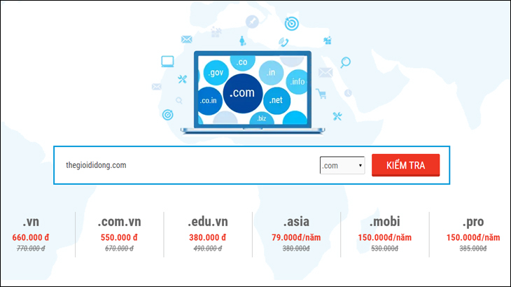 Tìm kiếm tên miền trên trang web bkns.vn