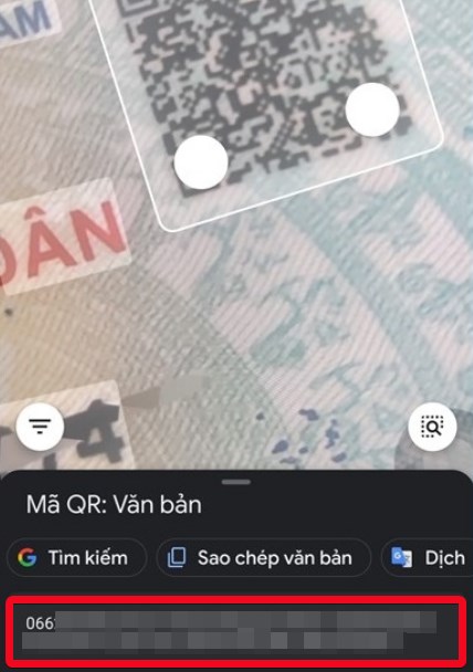 Thông tin văn bản của mã QR cho phép bạn sao chép