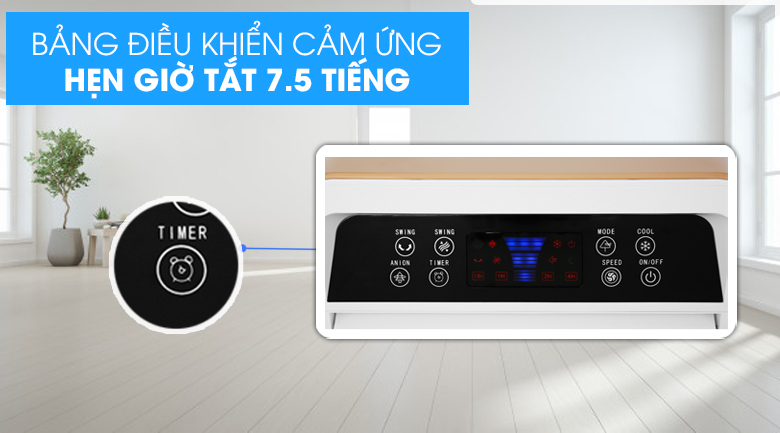 Quạt điều hòa FL-918 của Delite với bảng điều khiển cảm ứng dễ sử dụng