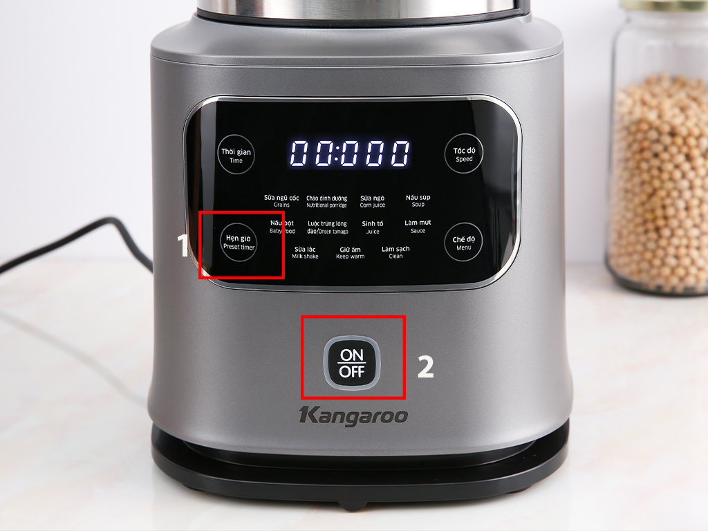 Các bước cài đặt hẹn giờ trên Kangaroo KG175HB1.  Máy trộn nấu ăn đa năng