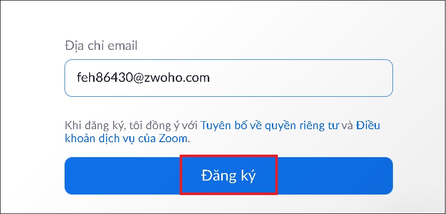 Dán địa chỉ email bạn vừa sao chép