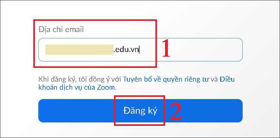 Bạn điền địa chỉ email do trường cung cấp