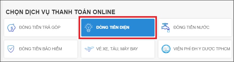 Chọn Thanh toán hóa đơn điện