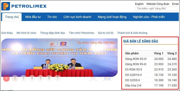 Giá bán xăng dầu