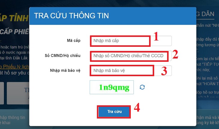 Vui lòng điền thông tin đầy đủ và chính xác vào bảng