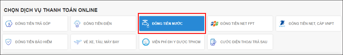 Truy cập trang Thu thập hóa đơn tiền nước của Thế giới di động 