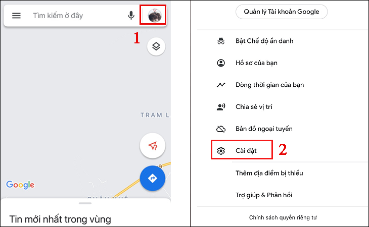 Nhấn vào ảnh hồ sơ của bạn hoặc tên viết tắt Tài khoản Google của bạn