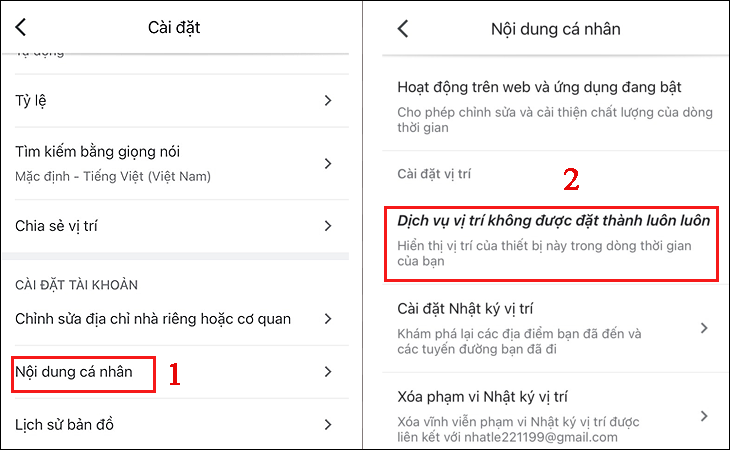 Vui lòng nhấp vào Nội dung Cá nhân