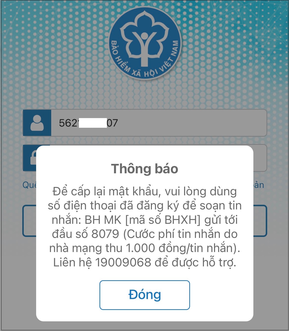 Vui lòng soạn tin nhắn theo cú pháp sau: BH MK [Mã số BHXH] gửi đến 8079