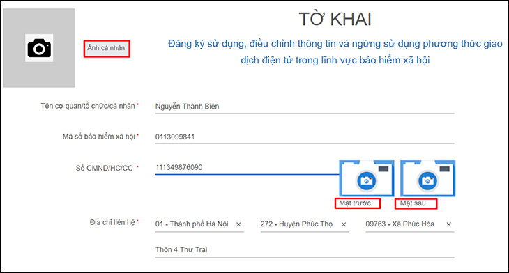 Nhập thông tin cá nhân theo CCCD / ID và tải ảnh CCCD / ID xuống