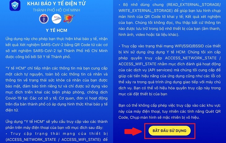 Bạn chọn Bắt đầu ở cuối phần giới thiệu ứng dụng