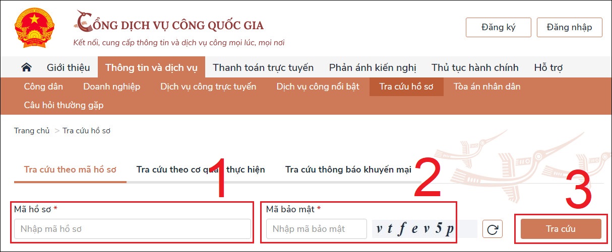 Sau đó nhập mã hồ sơ của bạn vào trường và nhập mã xác minh