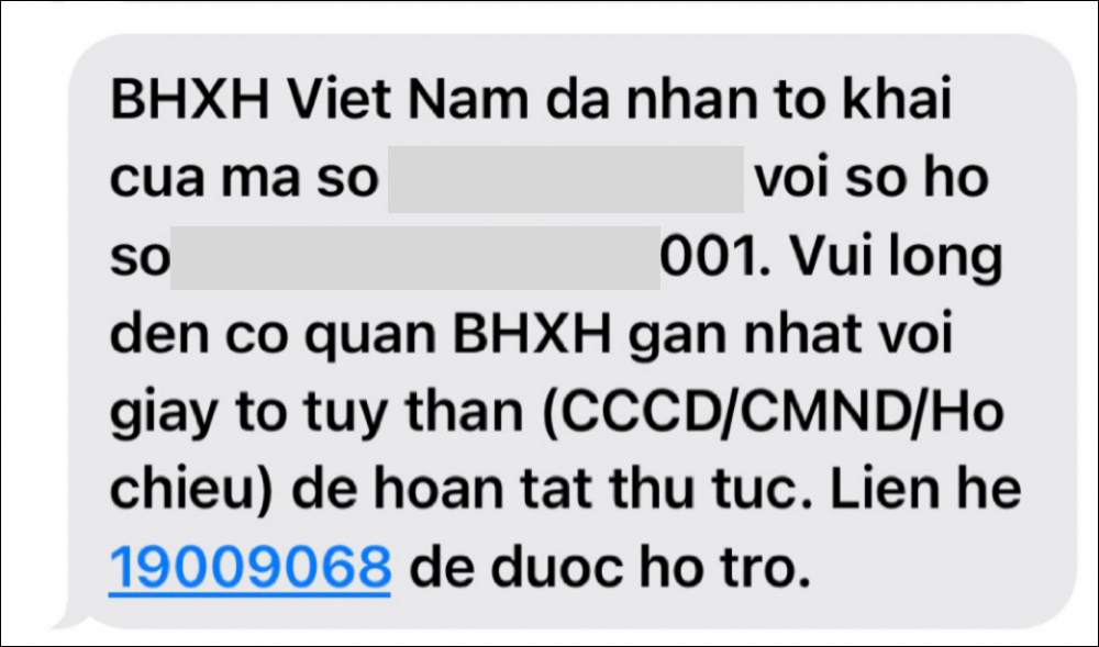 Bước 6: Lúc này hệ thống đã ghi nhận thông tin thay đổi của bạn và gửi về số điện thoại đã đăng ký tài khoản VssID như sau