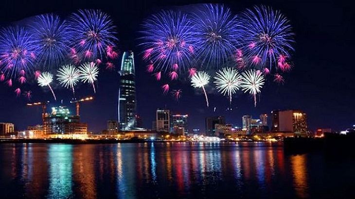 Feuerwerk Feuerwerk in Ho Chi Minh Stadt